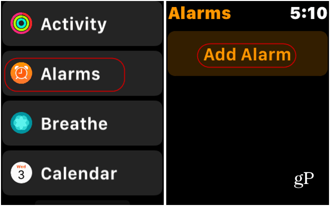 Aplicación de alarmas Apple Watch