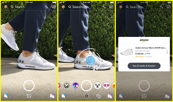 Snapchat está probando una nueva forma de buscar productos en Amazon directamente desde la cámara de Snapchat.