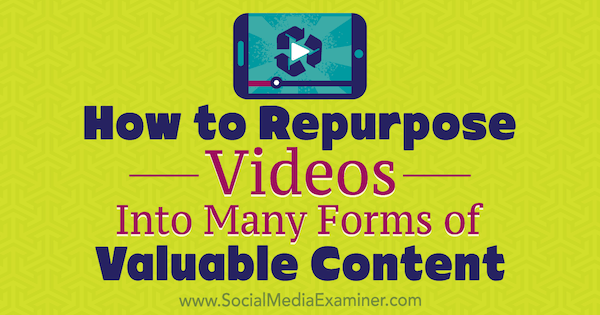 Cómo reutilizar videos en muchas formas de contenido valioso por Ann Smarty en Social Media Examiner.