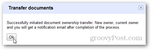 aplicaciones de Google, haga clic en Aceptar para transferir documentos