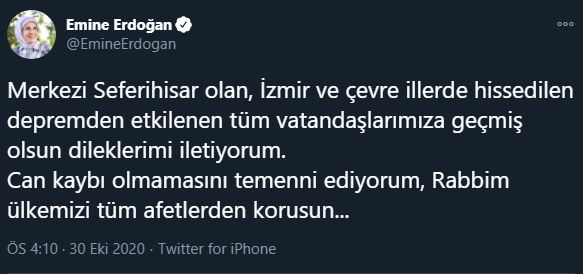 emine erdoğan terremoto compartiendo