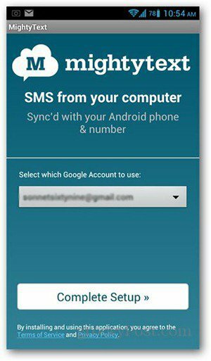 aplicación de Android mightytext