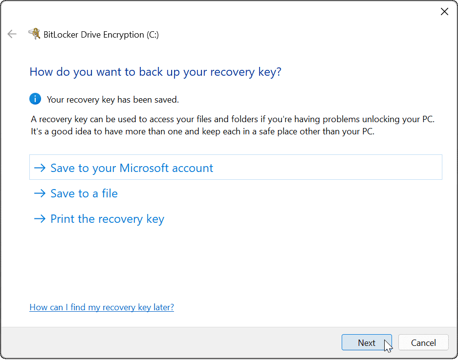 Guardar clave de recuperación de BitLocker