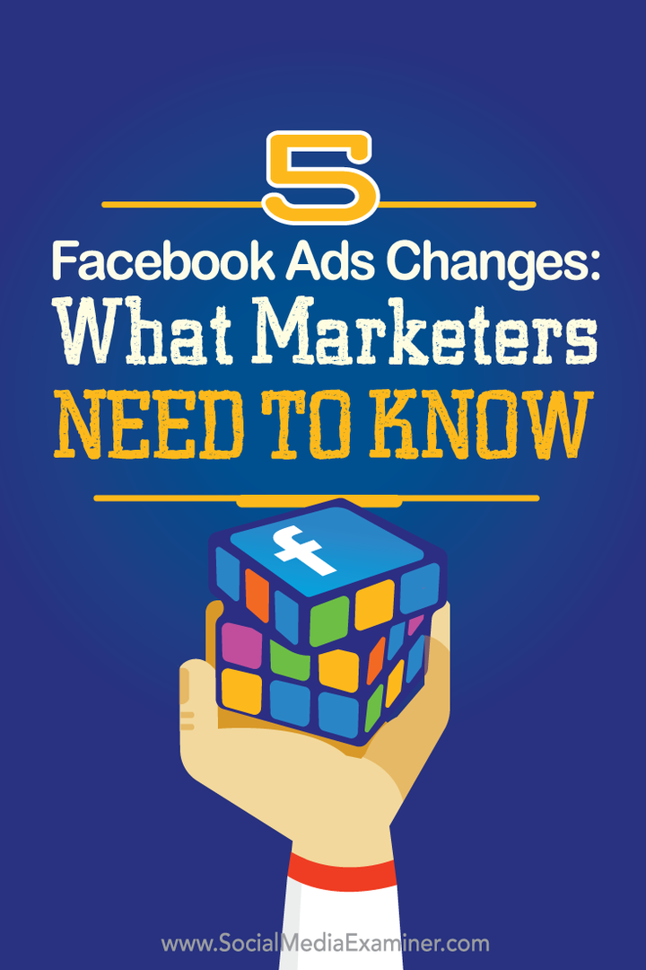 lo que los especialistas en marketing deben saber sobre cinco cambios en los anuncios de Facebook