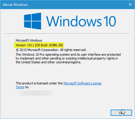 Windows 10 versión 10586.29