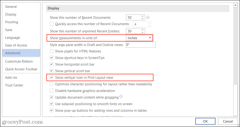 Configuración de la regla en Word