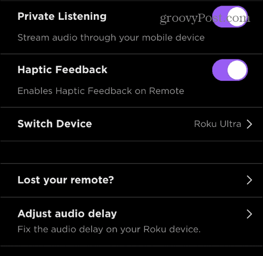Usa el modo de escucha privada en Roku