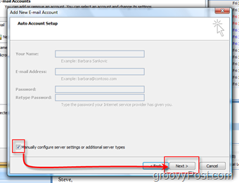 Crear una nueva cuenta de correo en Outlook 2007 manualmente