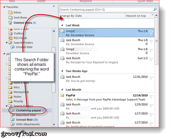 Cómo crear y usar carpetas de búsqueda en Outlook 2010