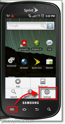 iniciar la aplicación de configuración desde el botón de menú en Android