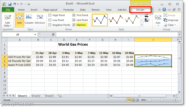 Personaliza tus minigráficos Excel 2010