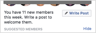 Escribe una publicación para dar la bienvenida a nuevos miembros a tu grupo de Facebook.