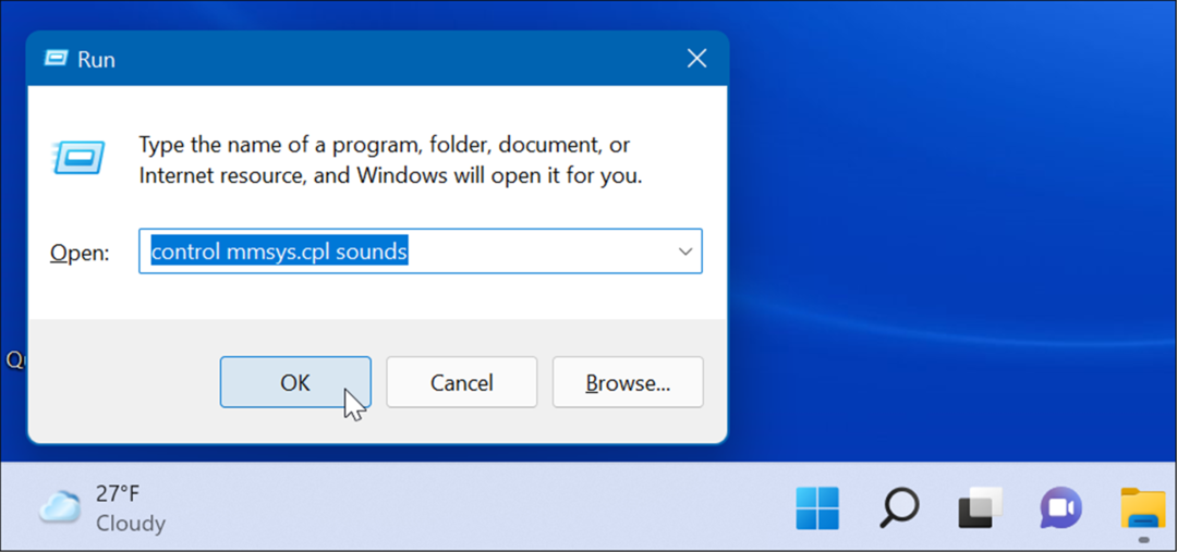 abrir sonidos del sistema Ejecutar Windows 11