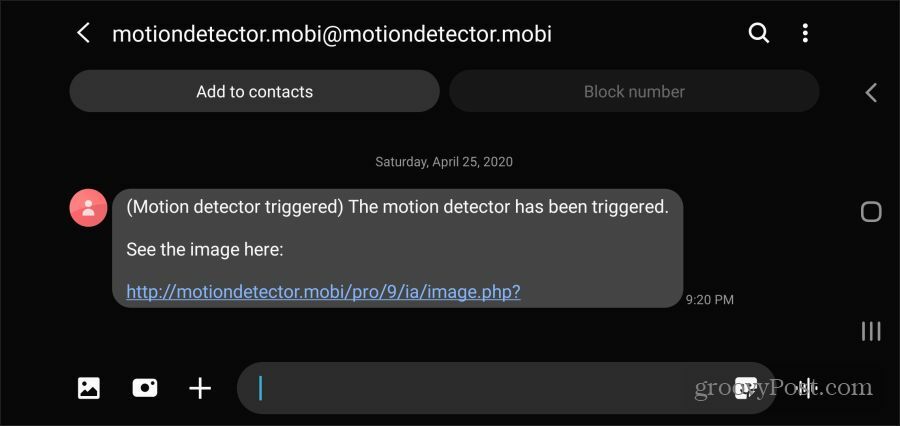 detección de movimiento de mobi sms
