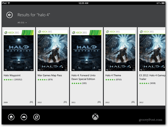 iPad Xbox SmartGlass Games