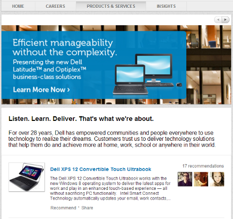 página de la empresa Dell