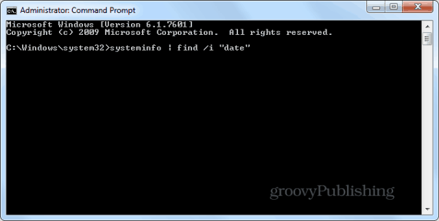 Fecha de instalación de Windows cmd prompt systeminfo