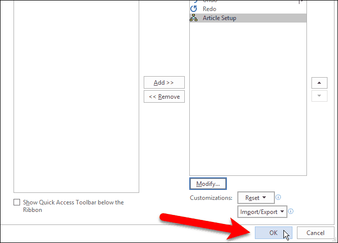 Cerrar el cuadro de diálogo Opciones de Word