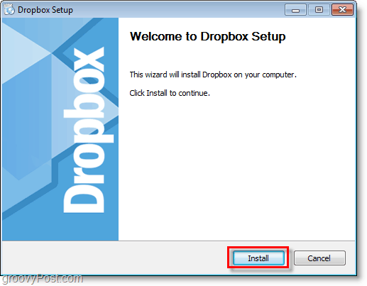 Captura de pantalla de Dropbox: iniciar la instalación / instalación de Dropbox