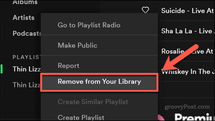 Eliminar una lista de reproducción antigua de Spotify