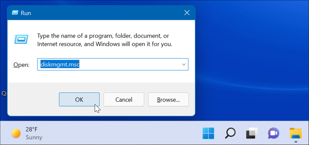ejecutar administración de disco abierto en Windows 11
