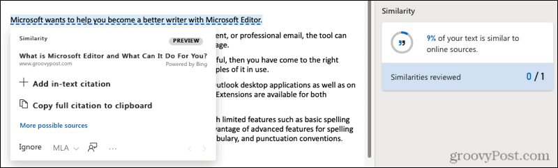 Similitud web de Microsoft Editor