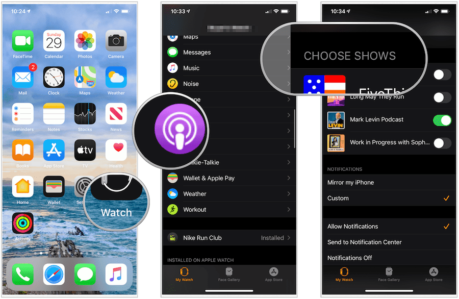 elige podcasts en Apple Watch