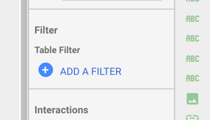 Utilice Google Data Studio para analizar sus anuncios de Facebook, paso 17, opción para agregar un filtro en Filtro y filtro de tabla