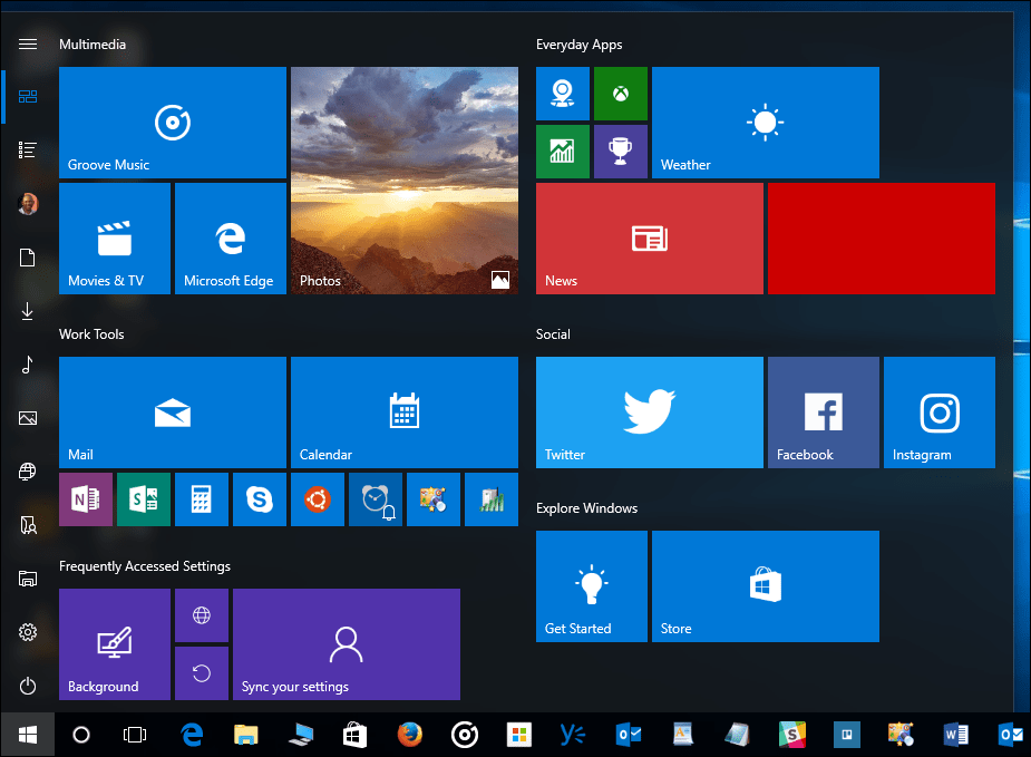 Consejo de Windows 10: Cómo ocultar la columna Todas las aplicaciones en el menú Inicio (Actualización de creadores de Windows 10)