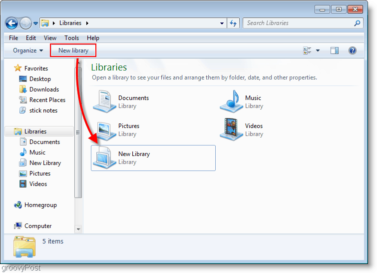 Cómo crear una nueva biblioteca en Windows 7