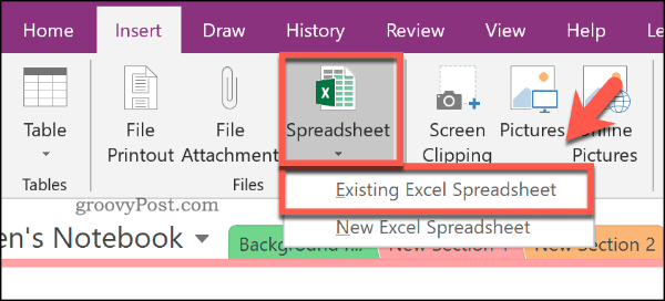 Insertar una hoja de cálculo Excel existente en OneNote