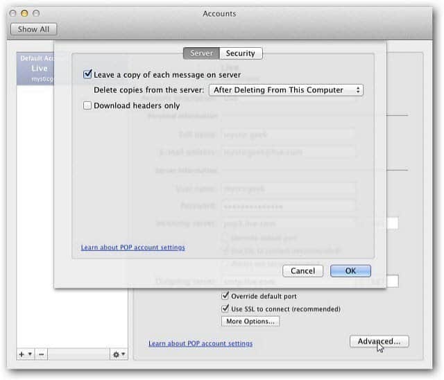 Outlook Mac 2011: Cómo eliminar una cuenta de correo electrónico