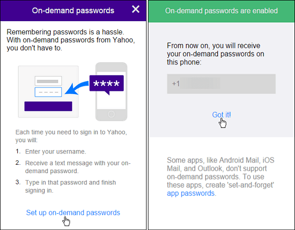 contraseñas a pedido de Yahoo