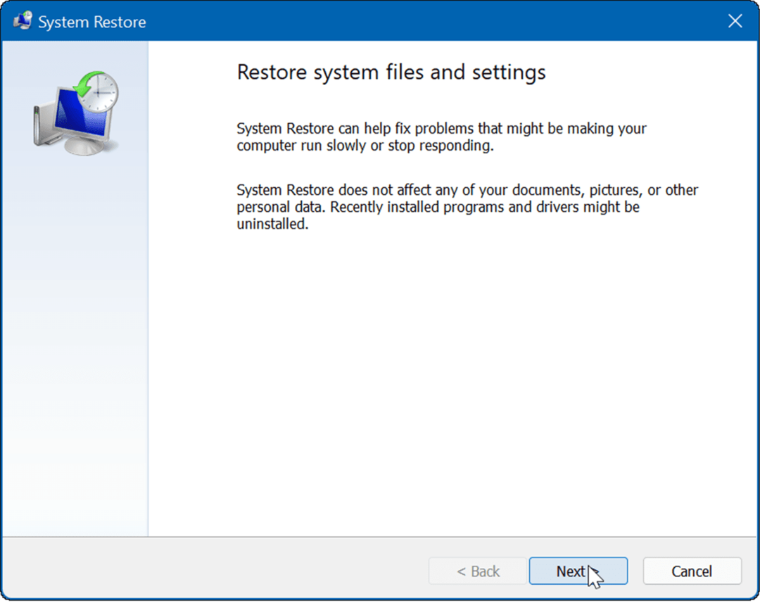 Crear un punto de restauración en Windows 11