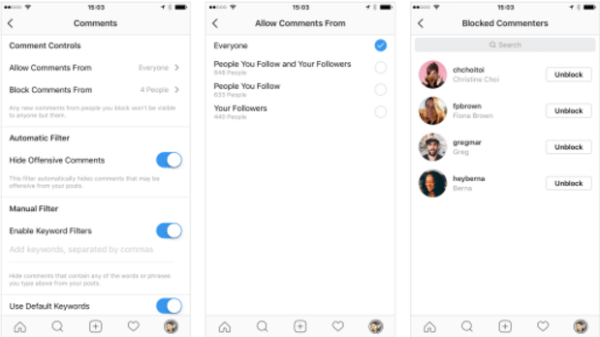 Instagram agrega nuevas funciones que permiten a los usuarios controlar quién puede comentar en sus publicaciones.