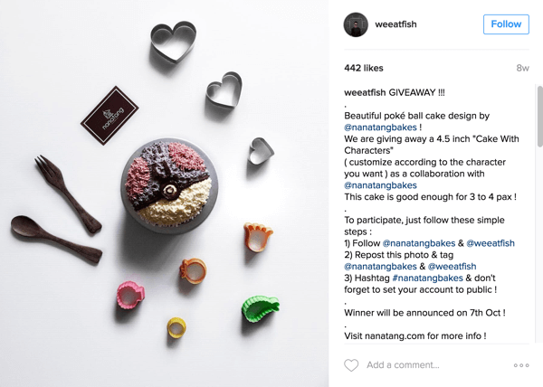 El Instagrammer foodie @weeatfish promovió el sorteo de Nanatang Bakes.
