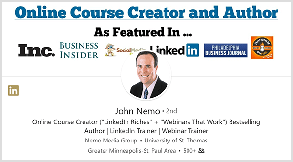 John Nemo usó su perfil de LinkedIn para encontrar nuevos clientes.