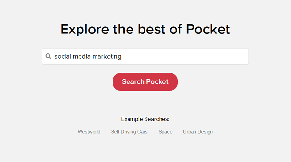Pocket explore sugiere contenido basado en sus intereses.