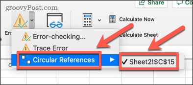 Mostrar referencias circulares en Excel