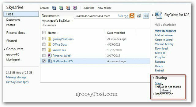 Compartir archivos SkyDrive con una URL acortada