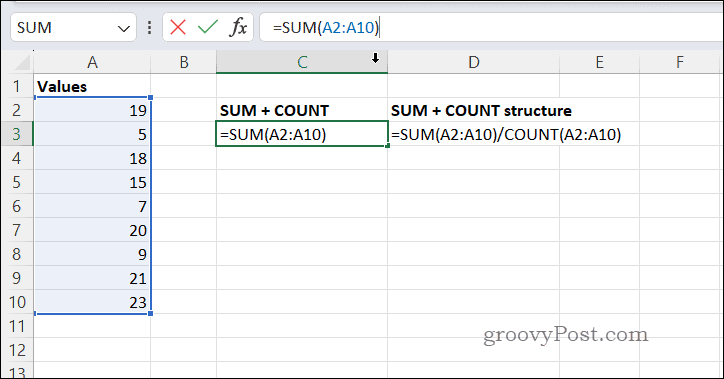 Calcular promedios con SUMCOUNT en Excel