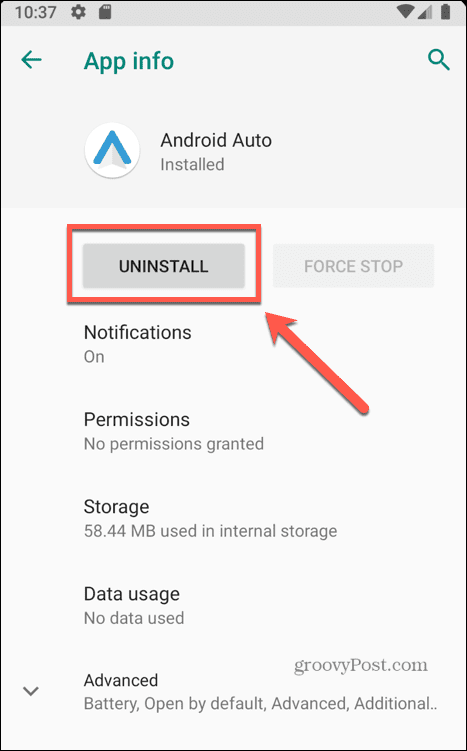 desinstalación automática de Android