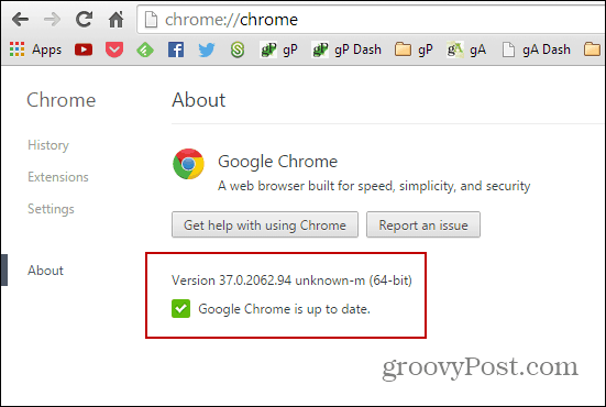Versión de Chrome