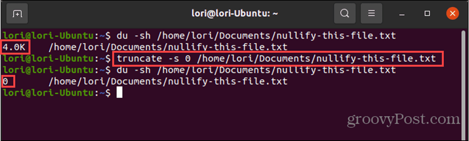 Usando el comando truncar en Linux