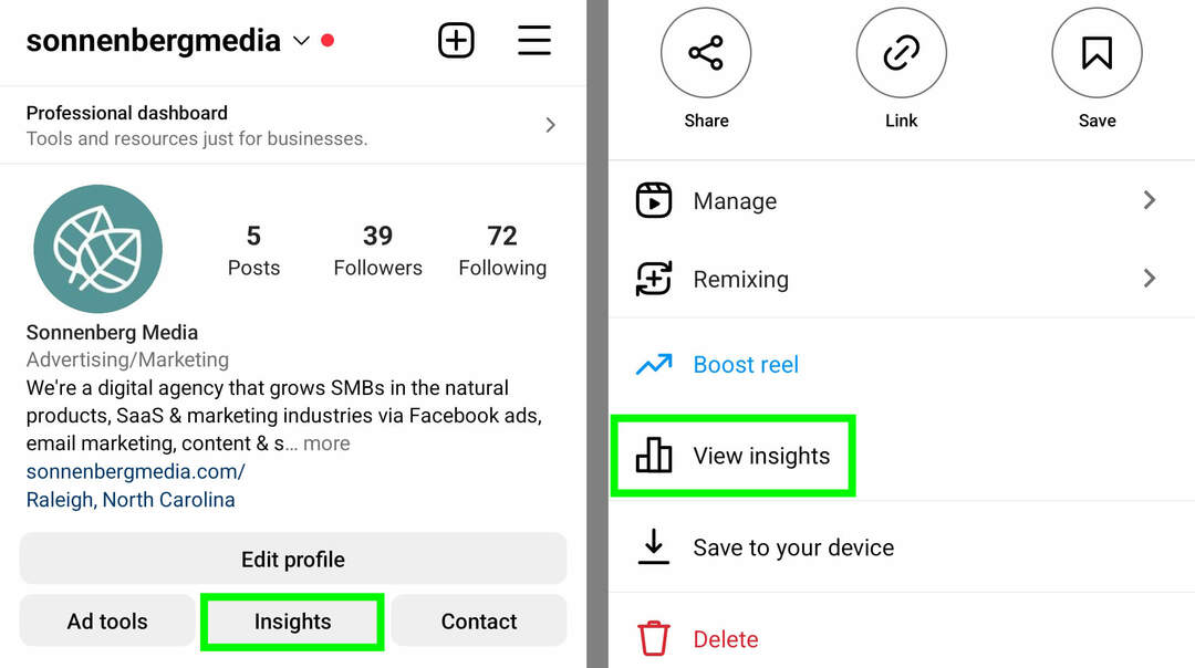dónde-encontrar-instagram-reels-insights-app-view-insights-sonnenbergmedia-example-3