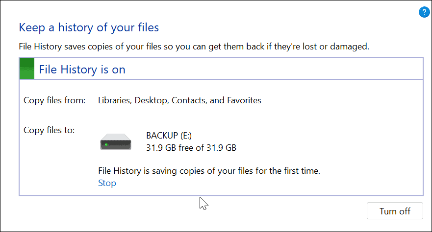 configurar el historial de archivos en windows 11