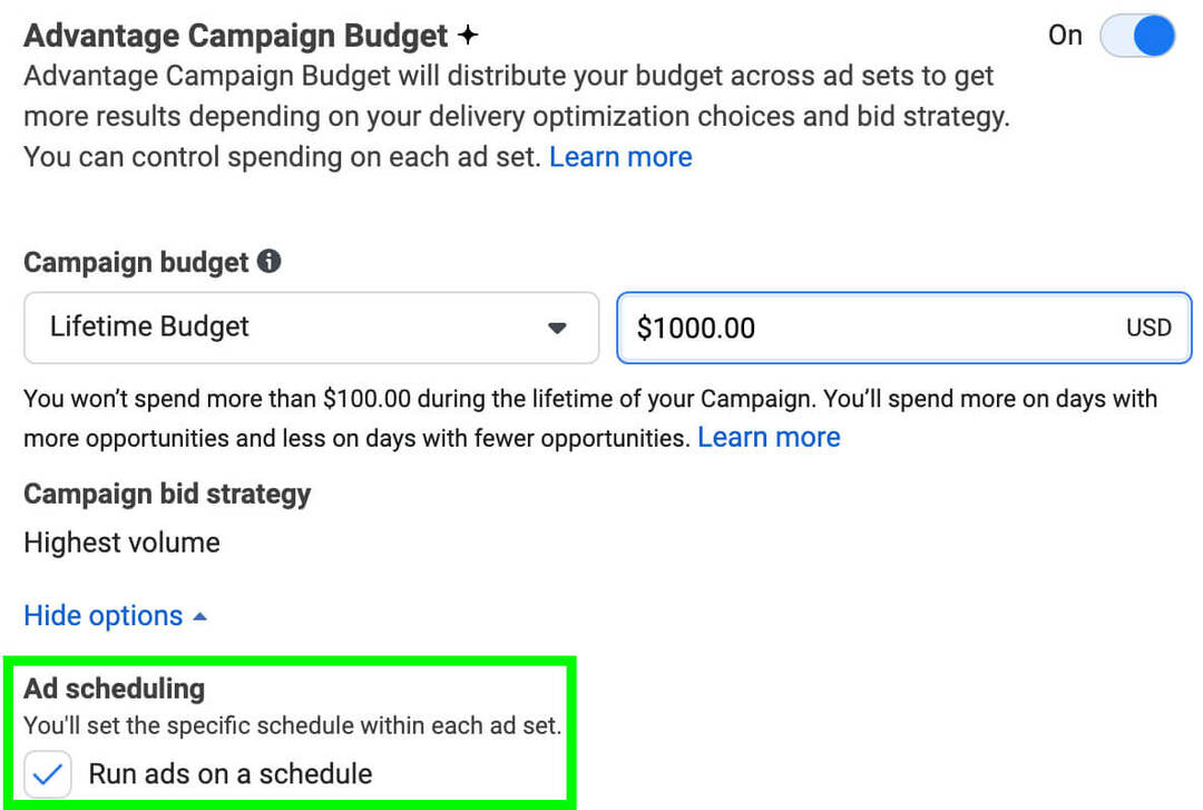 cómo-lanzar-anuncios-de-llamadas-para-facebook-crear-programar-ejecutar-anuncios-en-un-cuadro-programado-habilitar-advantage-campaign-budget-ad-scheduling-example-6