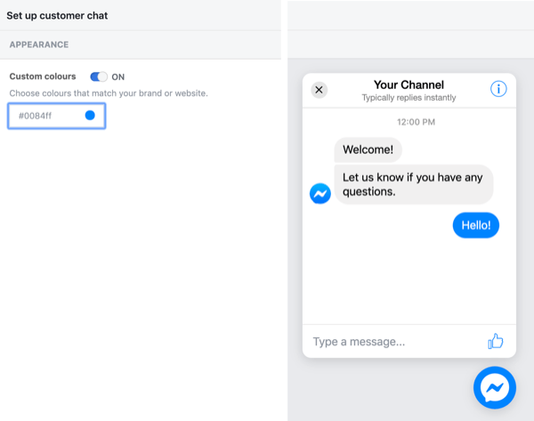 Configure el chat del cliente de Facebook, paso 3.