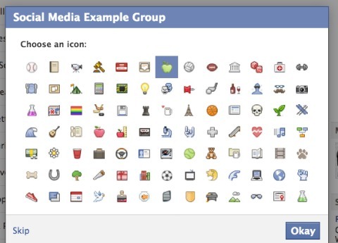 configuración del icono de grupo de facebook