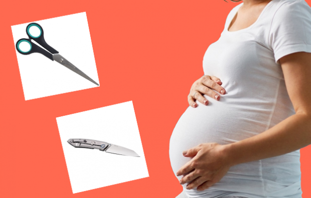 tijeras y prueba de cuchillo durante el embarazo
